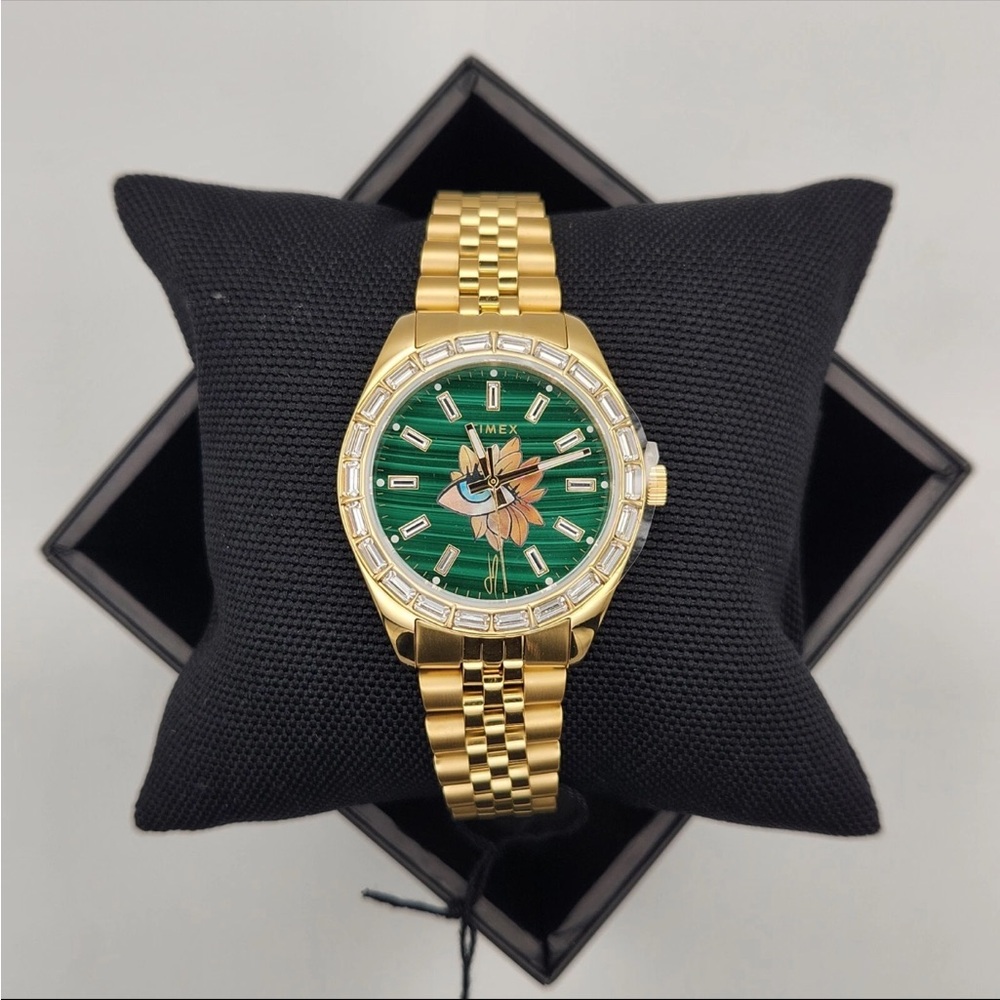 Brand New NWT Timex X Jacquie Aiche Legacy Malachite Tribe Eye Flower Watch